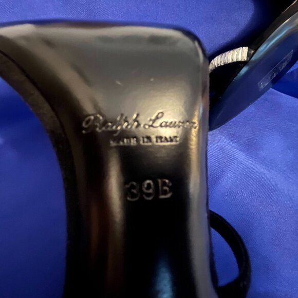 New Ralph Lauren Purple Label Suede Sandal Heel Crystal Embellishments Size 9 39 - Picture 4 of 6